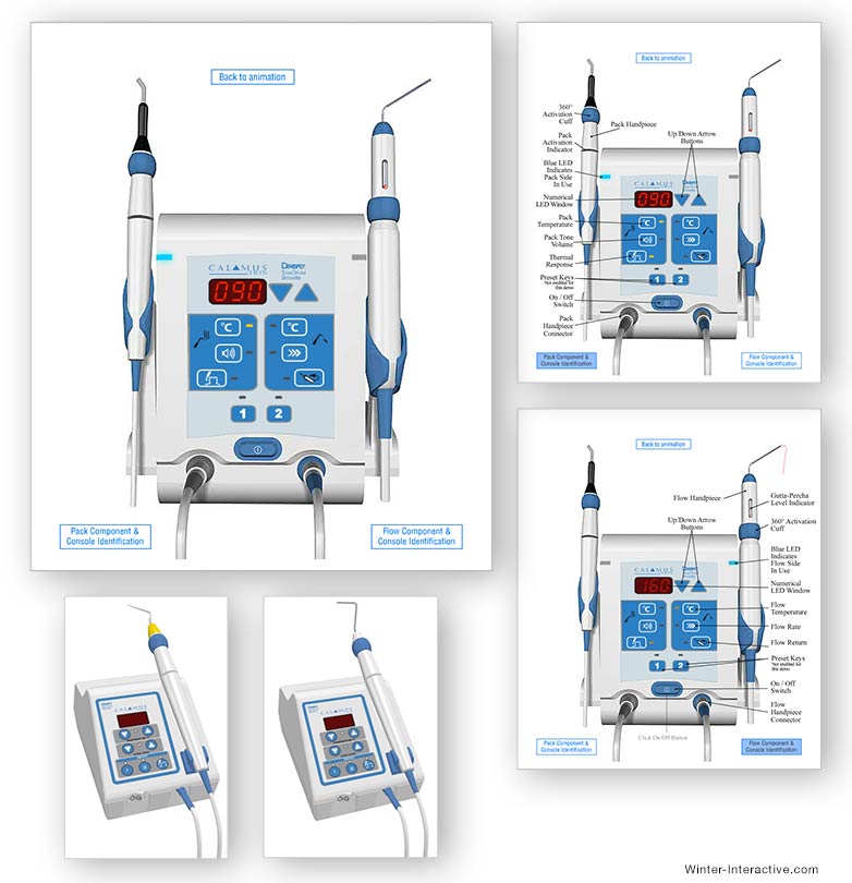 Calamus medical devices interactive simulation UX, UI design and development Winter Interactive Inc