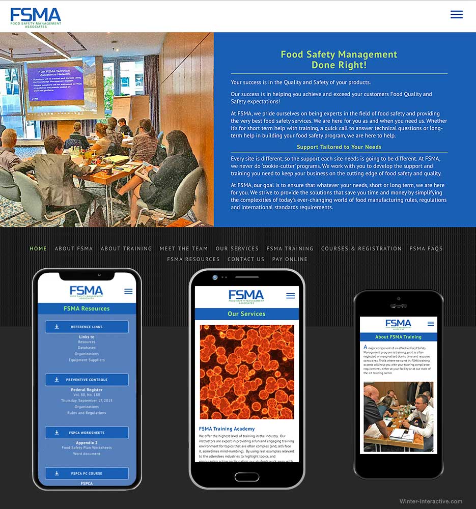 FSMA Website, Food Safety, design and development Winter Interactive Inc